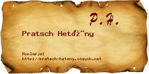 Pratsch Hetény névjegykártya